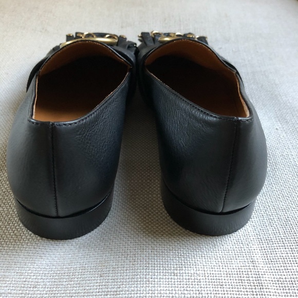 Chloe Loafers Black Fringe Kiltie Studs Flats Olly - Picture 7 of 8